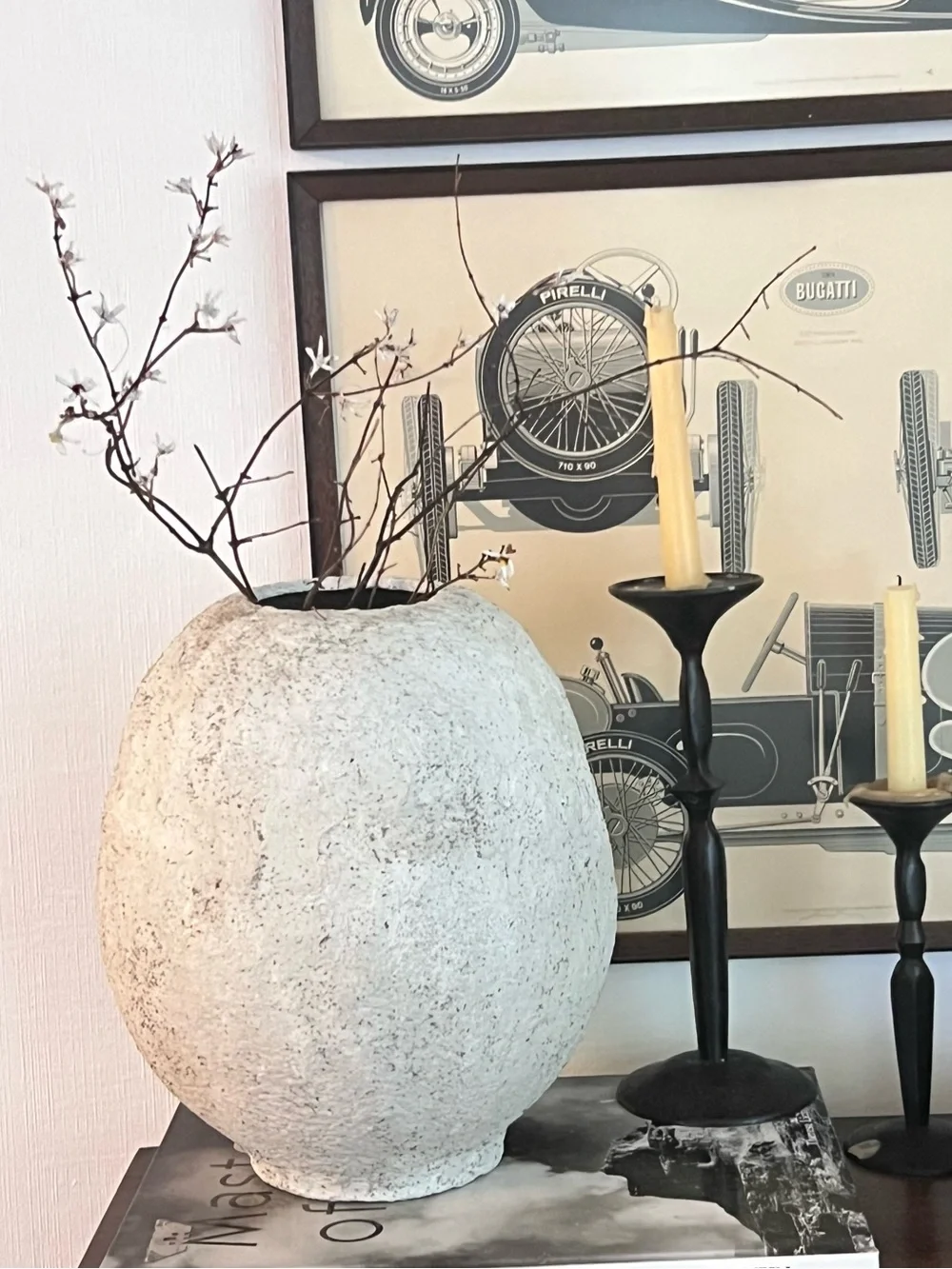 13” Large Handmade Papier-Mâché Vase | Organic Textured Art Vessel | Neutral Dec